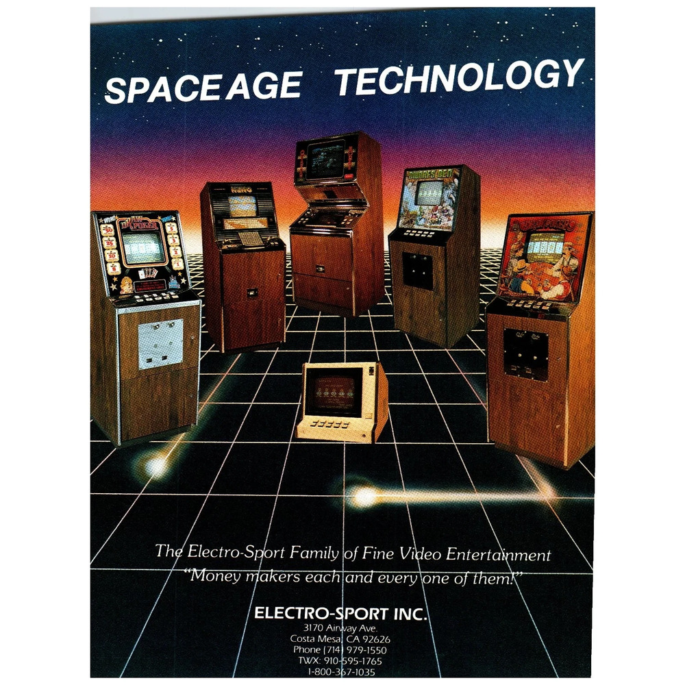 1983 Electro-Sport Space Age Technology Arcade Video Game Flyer CA